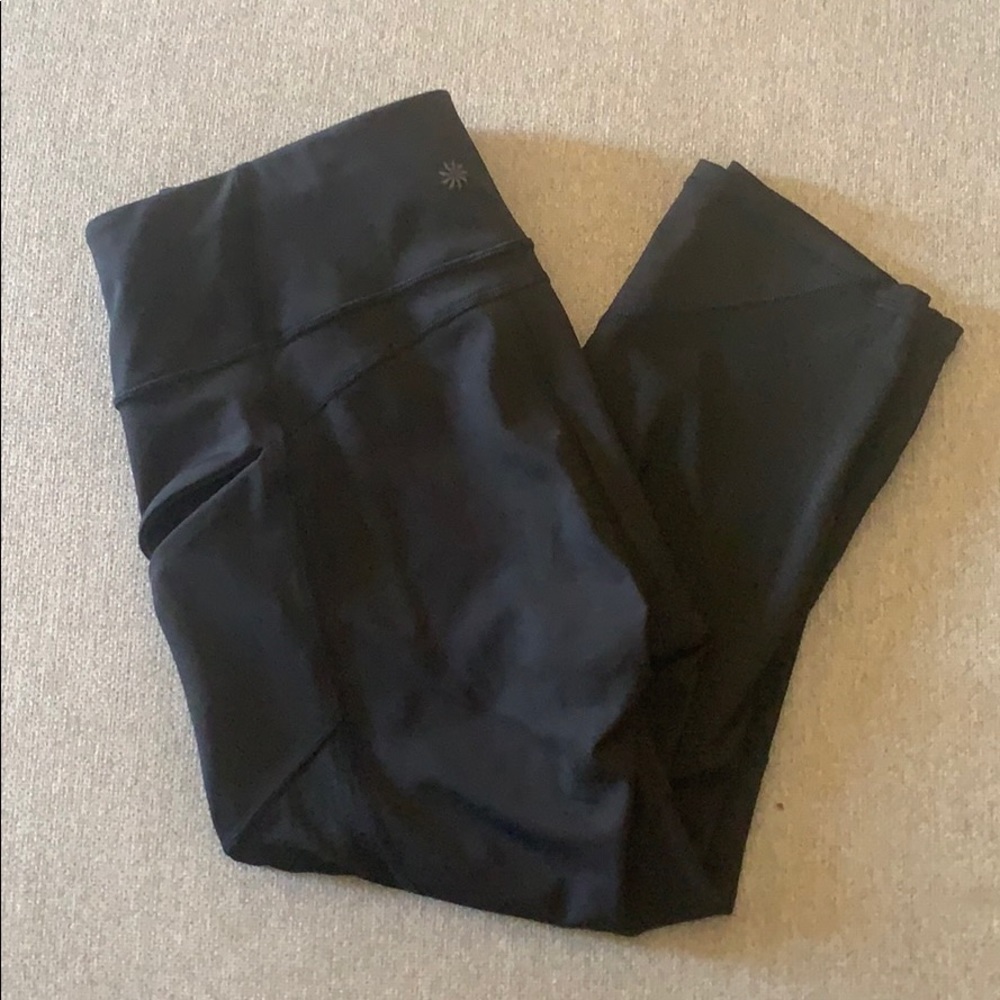 Athleta mesh panel black crop leggings